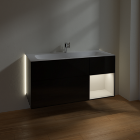 Тумба під раковину Villeroy & Boch Finion 119,6х49,8 см з підсвічуванням МДФ глянсовий чорний лак/світло-сірий матовий лак G070GJPH