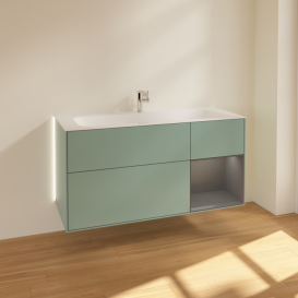 Тумба под раковину Villeroy & Boch Finion 119,6х49,8 см с подсветкой МДФ оливковый матовый лак/антрацит матовый лак G070GKGM