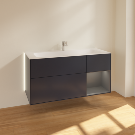 Тумба под раковину Villeroy & Boch Finion 119,6х49,8 см с подсветкой МДФ темно-синий матовый лак/антрацит матовый лак G070GKHG