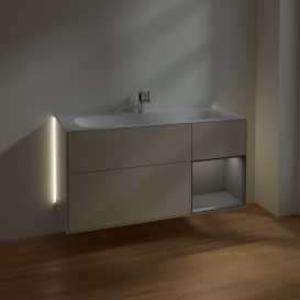 Тумба под раковину Villeroy & Boch Finion 119,6х49,8 см с подсветкой МДФ песок матовый лак/антрацит матовый лак G070GKHH