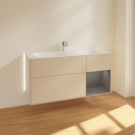 Тумба под раковину Villeroy & Boch Finion 119,6х49,8 см с подсветкой МДФ песок матовый лак/антрацит матовый лак G070GKHH