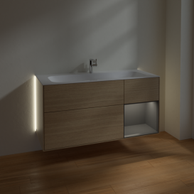 Тумба под раковину Villeroy & Boch Finion 119,6х49,8 см с подсветкой ДСП шпон дуба/антрацит матовый лак G070GKPC