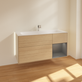 Тумба под раковину Villeroy & Boch Finion 119,6х49,8 см с подсветкой ДСП шпон дуба/антрацит матовый лак G070GKPC