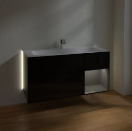 Тумба под раковину Villeroy & Boch Finion 119,6х49,8 см с подсветкой МДФ глянцевый черный лак/антрацит матовый лак G070GKPH