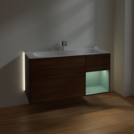 Тумба под раковину Villeroy & Boch Finion 119,6х49,8 см с подсветкой ДСП шпон грецкого ореха/оливковый матовый лак G070GMGN