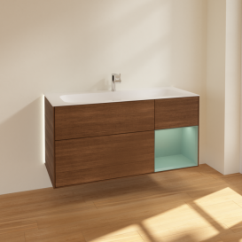 Тумба под раковину Villeroy & Boch Finion 119,6х49,8 см с подсветкой ДСП шпон грецкого ореха/оливковый матовый лак G070GMGN