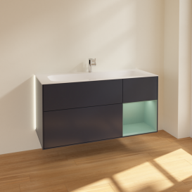 Тумба под раковину Villeroy & Boch Finion 119,6х49,8 см с подсветкой МДФ темно-синий матовый лак/оливковый матовый лак G070GMHG