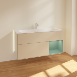 Тумба под раковину Villeroy & Boch Finion 119,6х49,8 см с подсветкой МДФ песок матовый лак/оливковый матовый лак G070GMHH