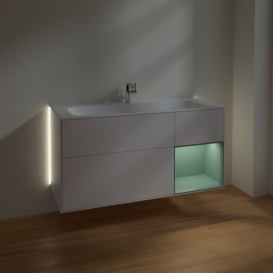 Тумба под раковину Villeroy & Boch Finion 119,6х49,8 см с подсветкой МДФ белый матовый лак/оливковый матовый лак G070GMMT