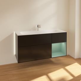 Тумба под раковину Villeroy & Boch Finion 119,6х49,8 см с подсветкой МДФ черный матовый лак/оливковый матовый лак G070GMPD