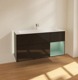 Тумба под раковину Villeroy & Boch Finion 119,6х49,8 см с подсветкой МДФ глянцевый черный лак/оливковый матовый лак G070GMPH
