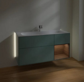 Тумба под раковину Villeroy & Boch Finion 119,6х49,8 см с подсветкой МДФ оливковый матовый лак/шпон грецкого ореха G070GNGM