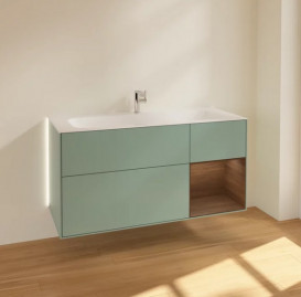 Тумба под раковину Villeroy & Boch Finion 119,6х49,8 см с подсветкой МДФ оливковый матовый лак/шпон грецкого ореха G070GNGM