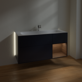 Тумба под раковину Villeroy & Boch Finion 119,6х49,8 см с подсветкой МДФ темно-синий матовый лак/шпон грецкого ореха G070GNHG
