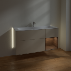 Тумба під раковину Villeroy & Boch Finion 119,6х49,8 см з підсвічуванням МДФ пісок матовий лак/шпон волоського горіха G070GNHH