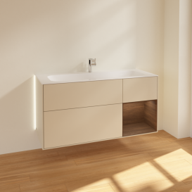 Тумба під раковину Villeroy & Boch Finion 119,6х49,8 см з підсвічуванням МДФ пісок матовий лак/шпон волоського горіха G070GNHH