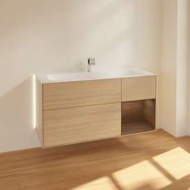 Тумба под раковину Villeroy & Boch Finion 119,6х49,8 см с подсветкой ДСП шпон дуба/шпон грецкого ореха G070GNPC