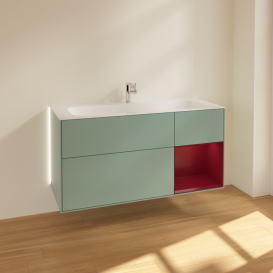 Тумба под раковину Villeroy & Boch Finion 119,6х49,8 см с подсветкой МДФ оливковый матовый лак/пион матовый лак G070HBGM