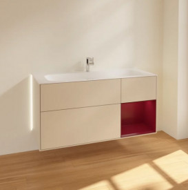Тумба під раковину Villeroy & Boch Finion 119,6х49,8 см з підсвічуванням МДФ пісок матовий лак/півон матовий лак G070HBHH