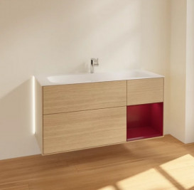 Тумба под раковину Villeroy & Boch Finion 119,6х49,8 см с подсветкой ДСП шпон дуба/пион матовый лак G070HBPC