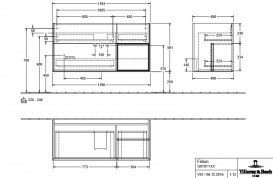 Тумба під раковину Villeroy & Boch Finion 119,6х49,8 см із підсвічуванням МДФ глянсовий чорний лак/оливковий матовий лак G070HBPH