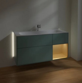 Тумба под раковину Villeroy & Boch Finion 119,6х49,8 см с подсветкой МДФ оливковый матовый лак/золотой матовый лак G070HFGM