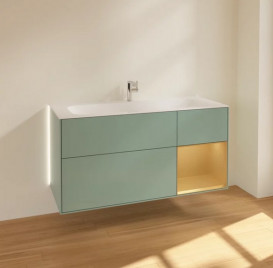 Тумба под раковину Villeroy & Boch Finion 119,6х49,8 см с подсветкой МДФ оливковый матовый лак/золотой матовый лак G070HFGM
