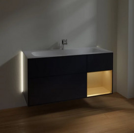 Тумба под раковину Villeroy & Boch Finion 119,6х49,8 см с подсветкой МДФ темно-синий матовый лак/золотой матовый лак G070HFHG
