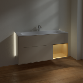 Тумба під раковину Villeroy & Boch Finion 119,6 х49, 8 см з підсвічуванням МДФ пісок матовий лак/золотий матовий лак G070HFHH