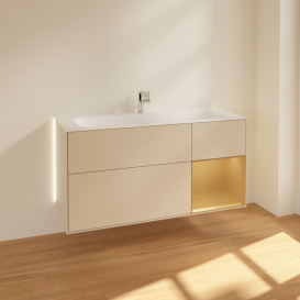 Тумба під раковину Villeroy & Boch Finion 119,6 х49, 8 см з підсвічуванням МДФ пісок матовий лак/золотий матовий лак G070HFHH