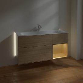 Тумба под раковину Villeroy & Boch Finion 119,6х49,8 см с подсветкой ДСП шпон дуба/золотой матовый лак G070HFPC