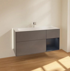 Тумба под раковину Villeroy & Boch Finion 119,6х49,8 см с подсветкой МДФ антрацит матовый лак/темно-синий матовый лак G070HGGK