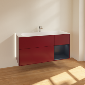 Тумба под раковину Villeroy & Boch Finion 119,6х49,8 см с подсветкой МДФ пион матовый лак/темно-синий матовый лак G070HGHB