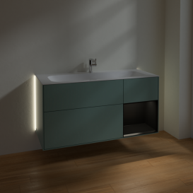 Тумба под раковину Villeroy & Boch Finion 119,6х49,8 см с подсветкой МДФ оливковый матовый лак/черный матовый лак G070PDGM
