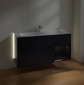 Тумба под раковину Villeroy & Boch Finion 119,6х49,8 см с подсветкой МДФ темно-синий матовый лак/черный матовый лак G070PDHG