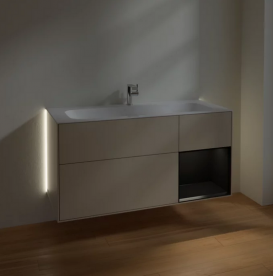 Тумба под раковину Villeroy & Boch Finion 119,6х49,8 см с подсветкой МДФ песок матовый лак/черный матовый лак G070PDHH