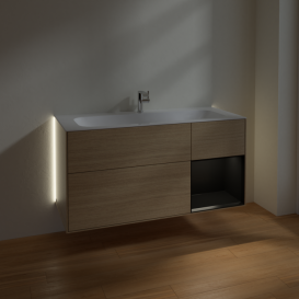 Тумба під раковину Villeroy & Boch Finion 119,6х49,8 см з підсвічуванням ДСП шпон дуба/чорний матовий лак G070PDPC