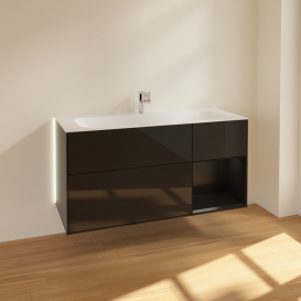 Тумба під раковину Villeroy & Boch Finion 119,6х49,8 см із підсвічуванням МДФ глянсовий чорний лак/чорний матовий лак G070PDPH