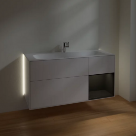Тумба под раковину Villeroy & Boch Finion 119,6х49,8 см с подсветкой МДФ глянцевый белый лак/глянцевый черный лак G070PHGF
