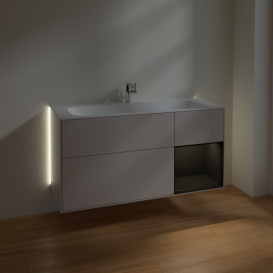 Тумба под раковину Villeroy & Boch Finion 119,6х49,8 см с подсветкой МДФ светло-серый матовый лак/глянцевый черный лак G070PHGJ