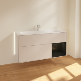 Тумба под раковину Villeroy & Boch Finion 119,6х49,8 см с подсветкой МДФ светло-серый матовый лак/глянцевый черный лак G070PHGJ