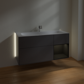 Тумба под раковину Villeroy & Boch Finion 119,6х49,8 см с подсветкой МДФ антрацит матовый лак/глянцевый черный лак G070PHGK
