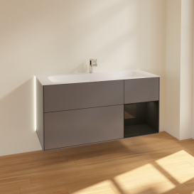 Тумба под раковину Villeroy & Boch Finion 119,6х49,8 см с подсветкой МДФ антрацит матовый лак/глянцевый черный лак G070PHGK