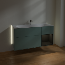 Тумба под раковину Villeroy & Boch Finion 119,6х49,8 см с подсветкой МДФ оливковый матовый лак/глянцевый черный лак G070PHGM