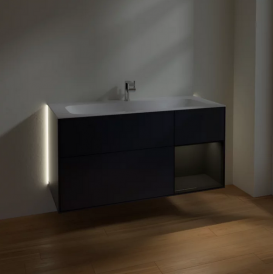 Тумба под раковину Villeroy & Boch Finion 119,6х49,8 см с подсветкой МДФ темно-синий матовый лак/глянцевый черный лак G070PHHG