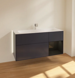 Тумба под раковину Villeroy & Boch Finion 119,6х49,8 см с подсветкой МДФ темно-синий матовый лак/глянцевый черный лак G070PHHG
