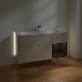 Тумба под раковину Villeroy & Boch Finion 119,6х49,8 см с подсветкой МДФ песок матовый лак/глянцевый черный лак G070PHHH