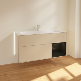 Тумба под раковину Villeroy & Boch Finion 119,6х49,8 см с подсветкой МДФ песок матовый лак/глянцевый черный лак G070PHHH