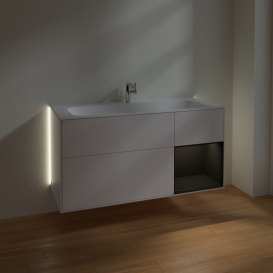 Тумба под раковину Villeroy & Boch Finion 119,6х49,8 см с подсветкой МДФ белый матовый лак/глянцевый черный лак G070PHMT