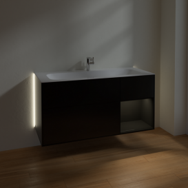 Тумба под раковину Villeroy & Boch Finion 119,6х49,8 см с подсветкой МДФ черный матовый лак/глянцевый черный лак G070PHPD
